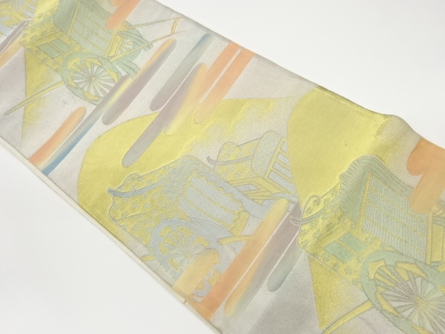 JAPANESE KIMONO / VINTAGE FUKURO OBI / WOVEN MOUNTAINS & CARRIAGE